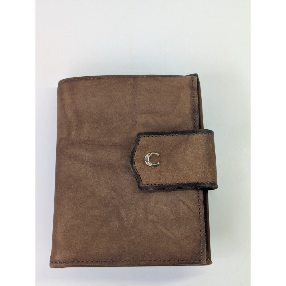 Vtg Princess Gardner Brown Cowhide Leather Wallet Trifold Kiss Lock Coin Pouch